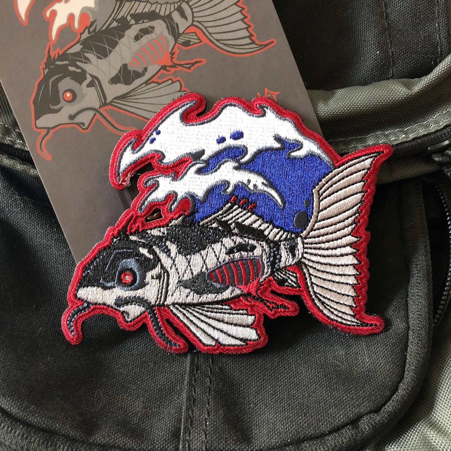 Dark Koi Embroidery Patch - Image 3