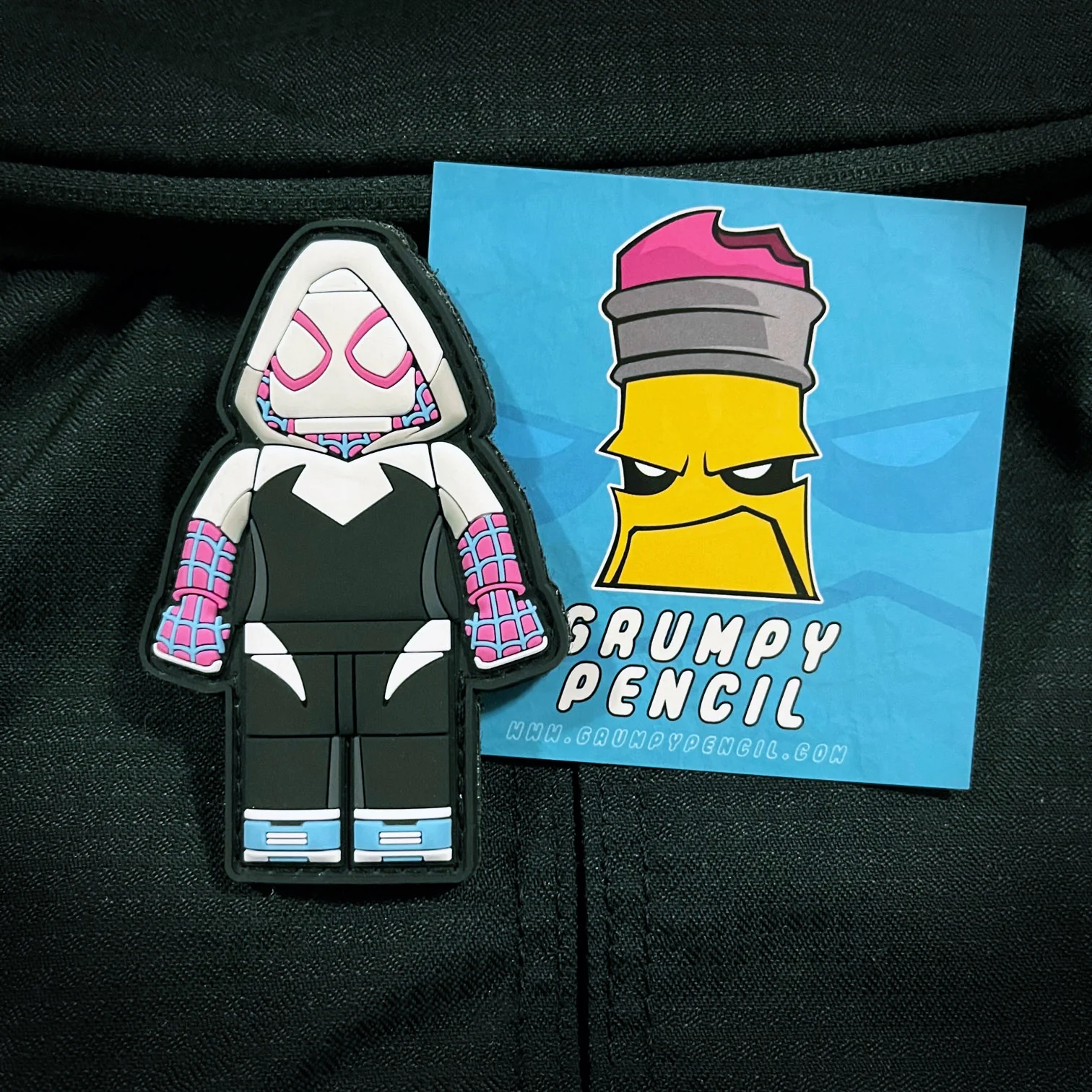 Grumpy Brick Fig Spidey-Ghost Pvc Patch - Image 2