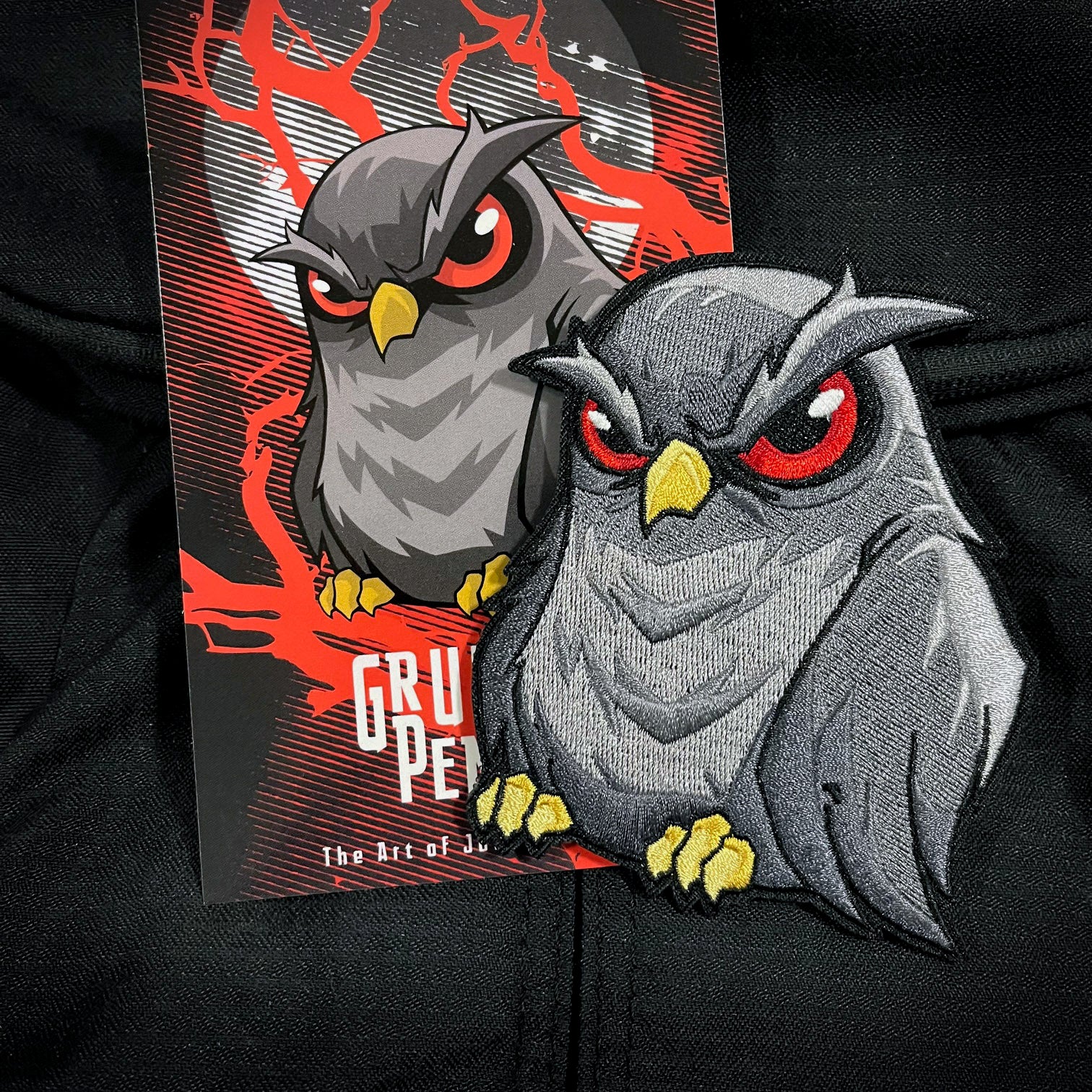 Grumpy Dark Owl Embroidery Patch - Image 2