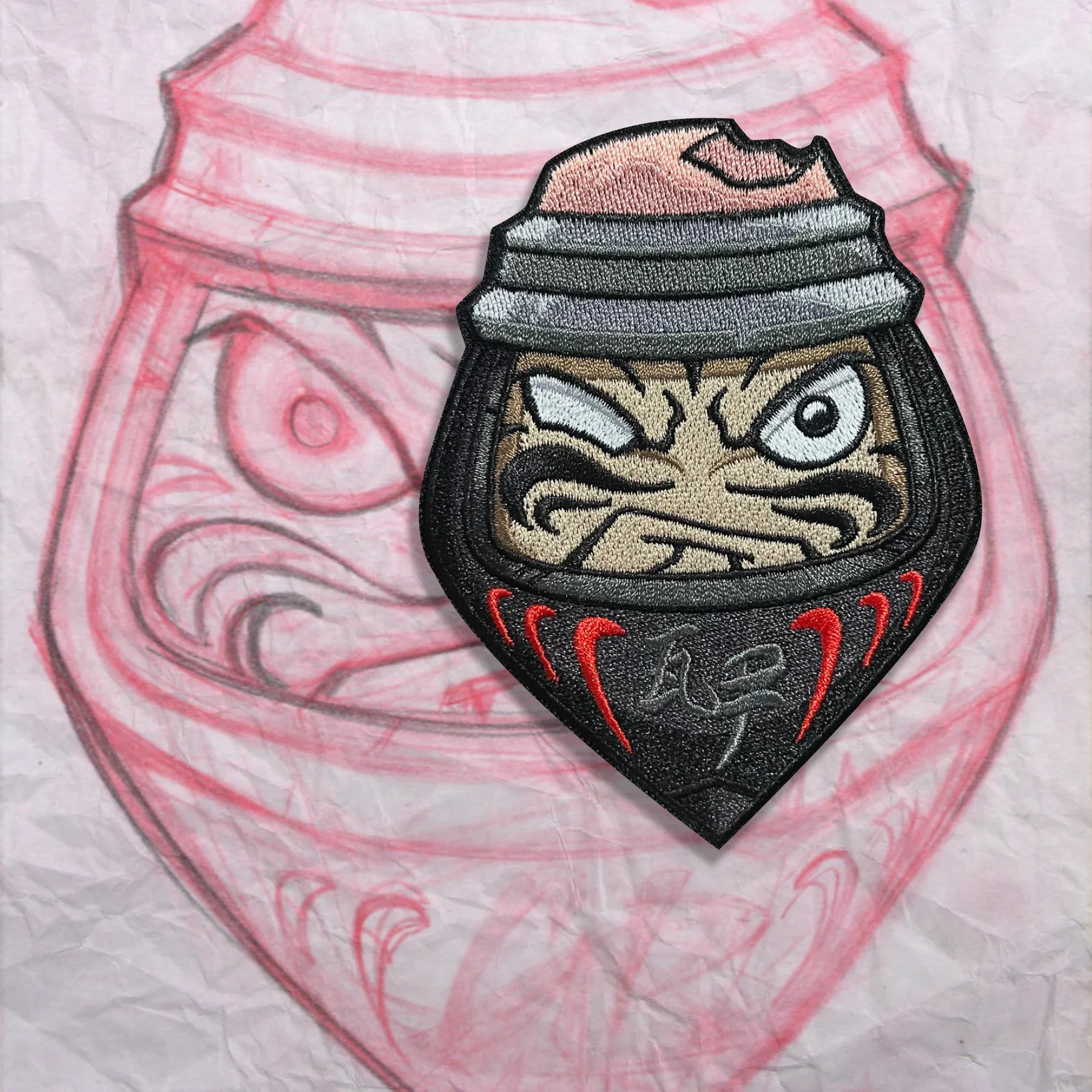 Grumpy Daruma embroidery Patch - Image 2