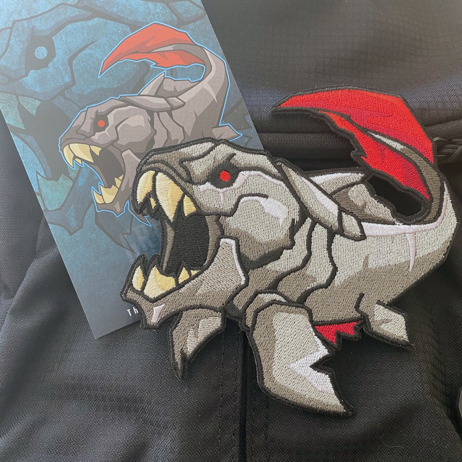 Grumpy Dunkleosteus Fish Embroidery Patch - Image 2