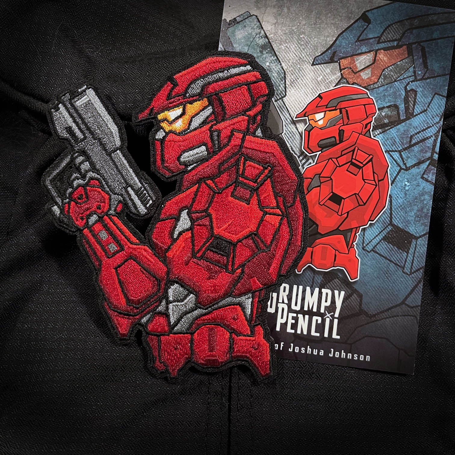 Grumpy Halo Red v Blue Embroidery Patch Set - Image 3