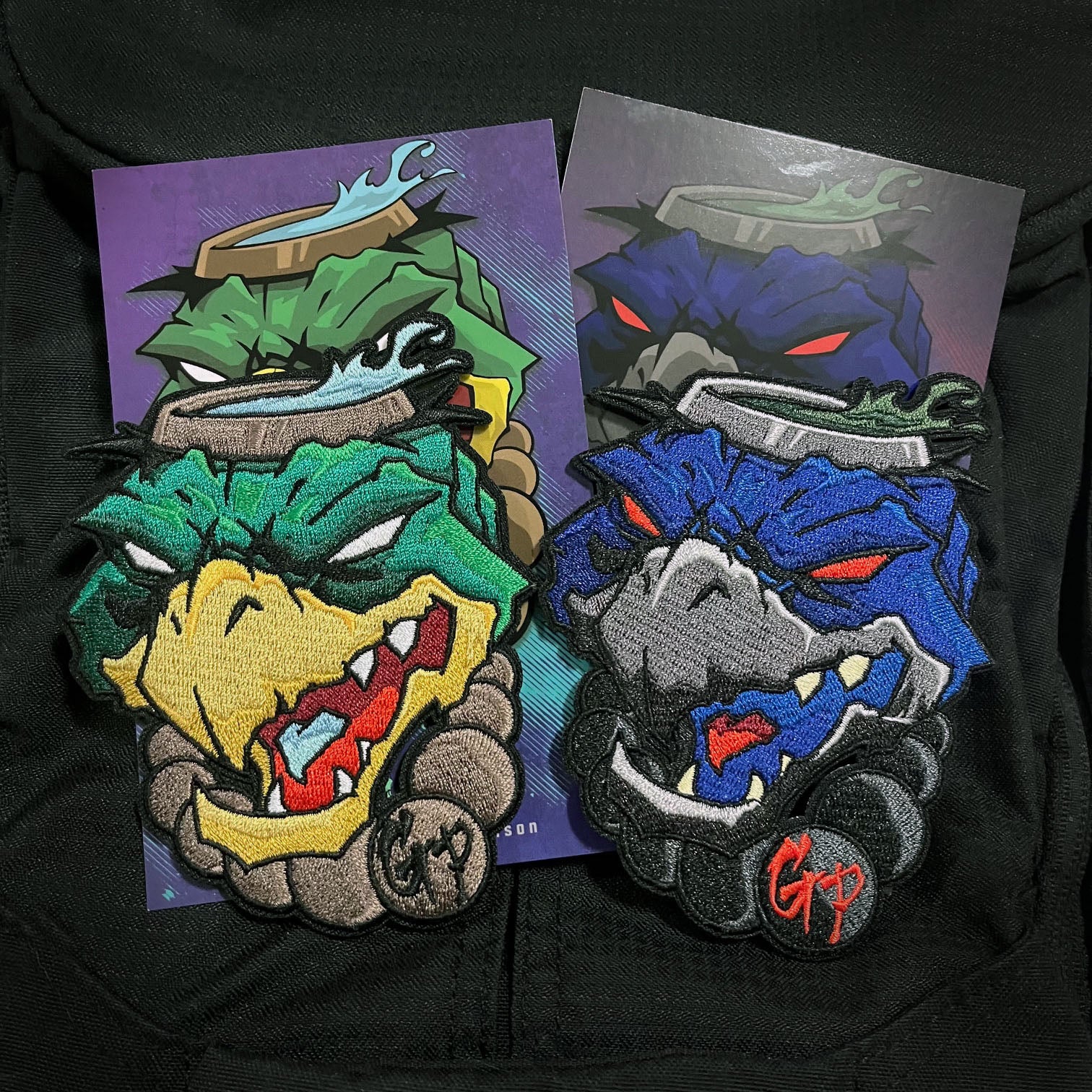 Grumpy Yokai V1 "the Kappa" Embroidery Patch - Image 2