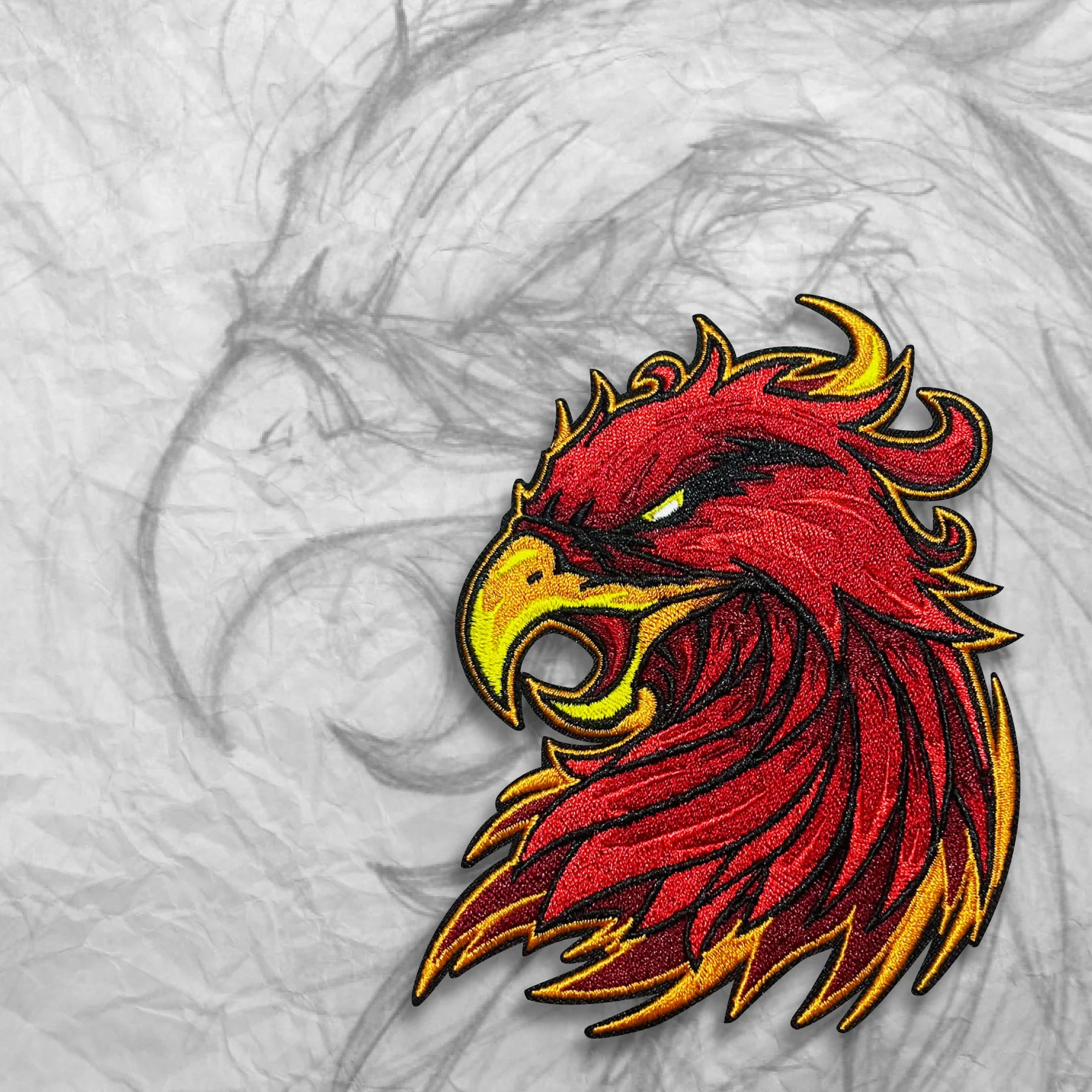 Grumpy Phoenix Embroidery Patch - Image 3