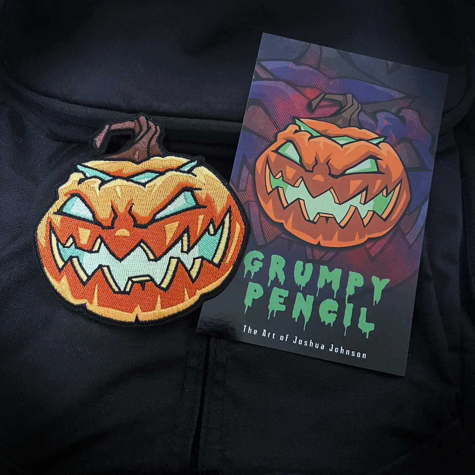 Grumpy O' Lantern ver3 Embroidery Patch - Image 3