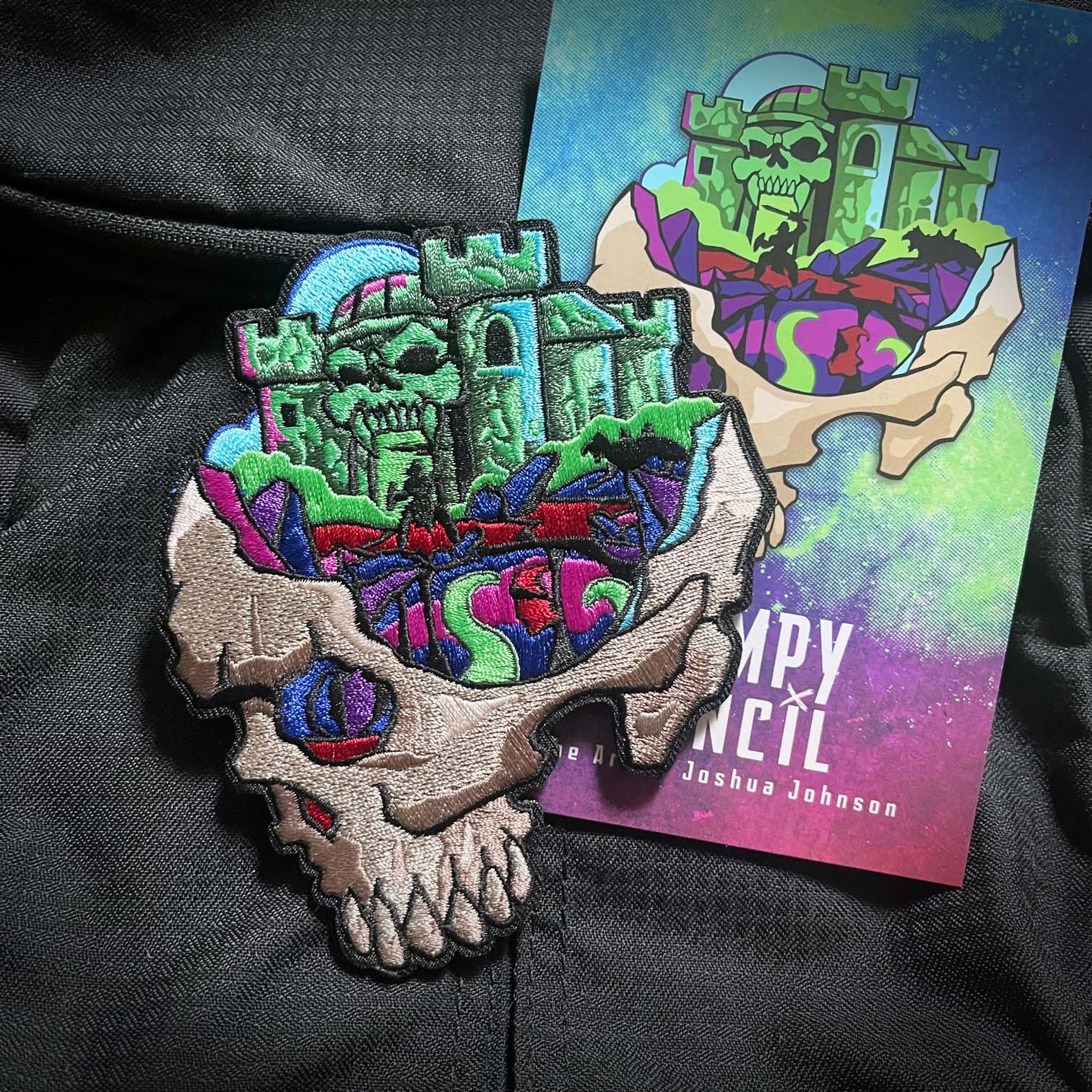 Minds Eye, Grey Skull Embroidery Patch - Image 2